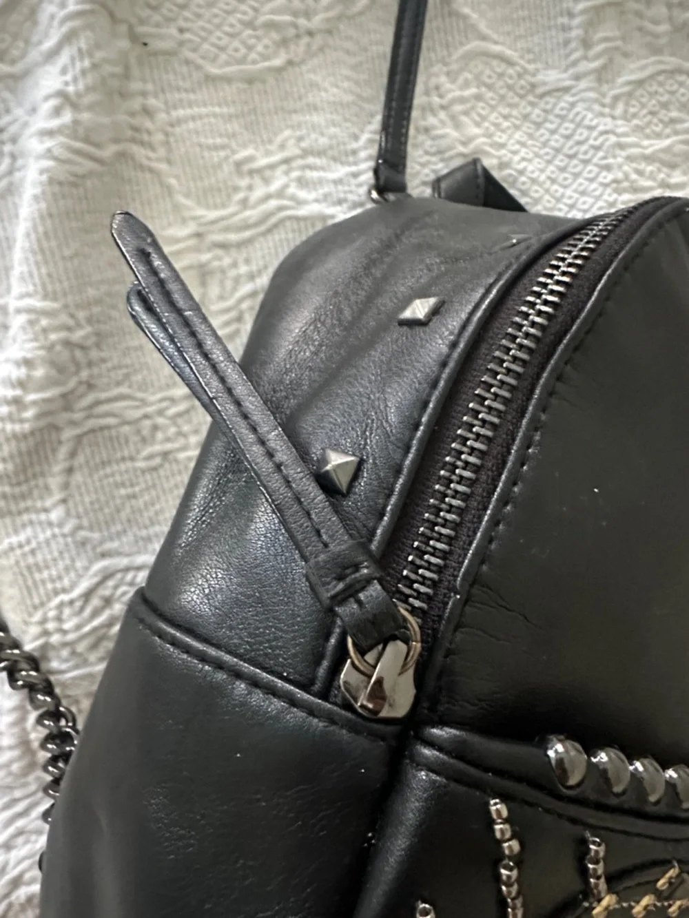 Victoria’s Secret Black Studded Mini Backpack with Gold Accents - Picture 5 of 8